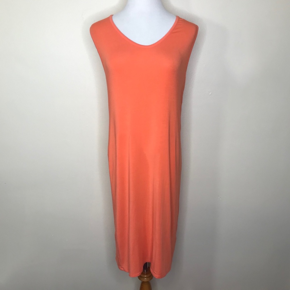 White + Warren Tangerine Orange Sleeveless Dress S‎